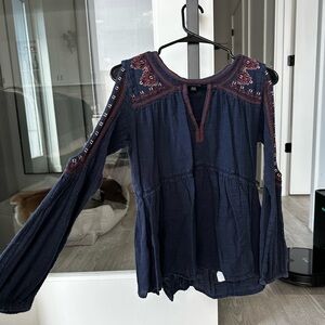 Bell Sleeve Cutout Long Sleeve Shirt